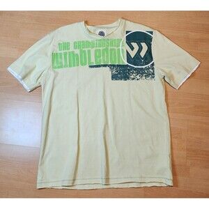 Men's Vintage Wimbledon T-shirt Championships Size XL Cotton Yellow Rare